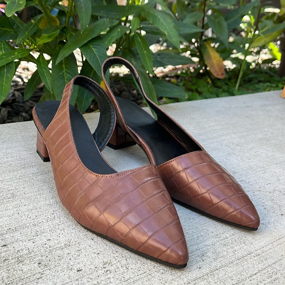 Brown slingbacks